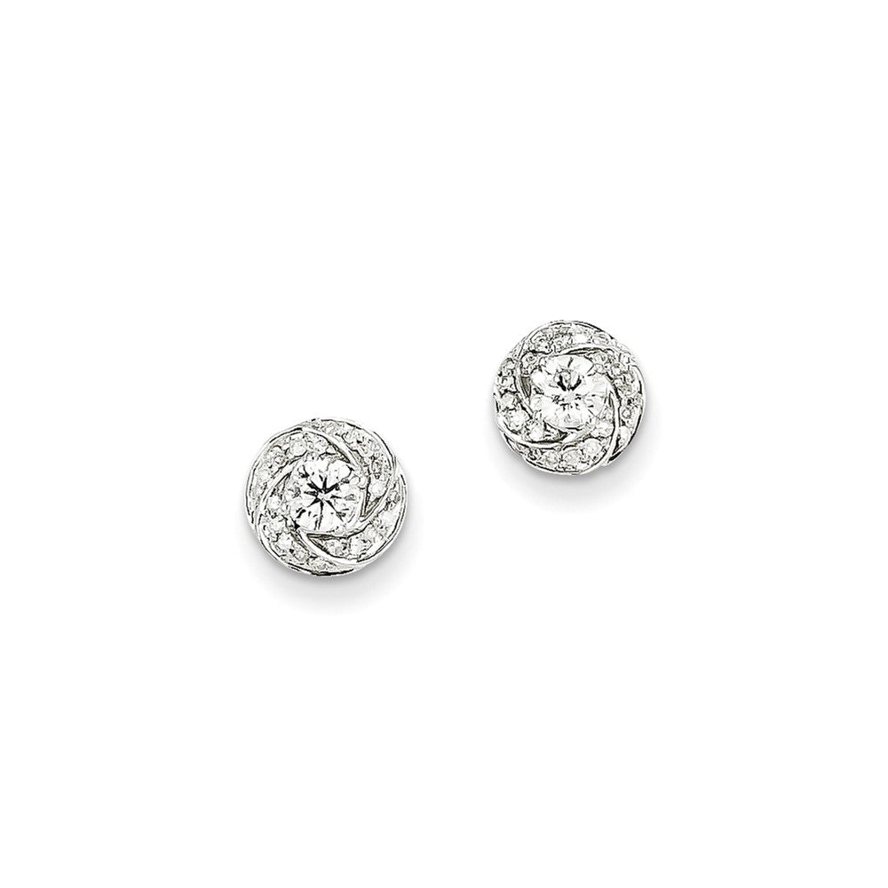 14K Weißgold Ohrstecker mit runden Diamanten