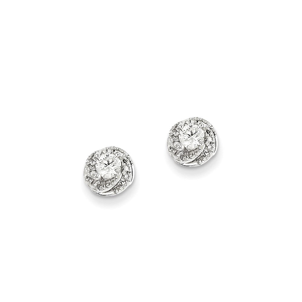 14K Weißgold Ohrstecker mit echten Diamanten