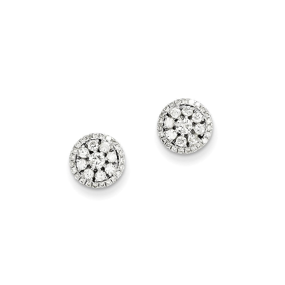 14K Weißgold Ohrstecker mit echten Diamanten, rund