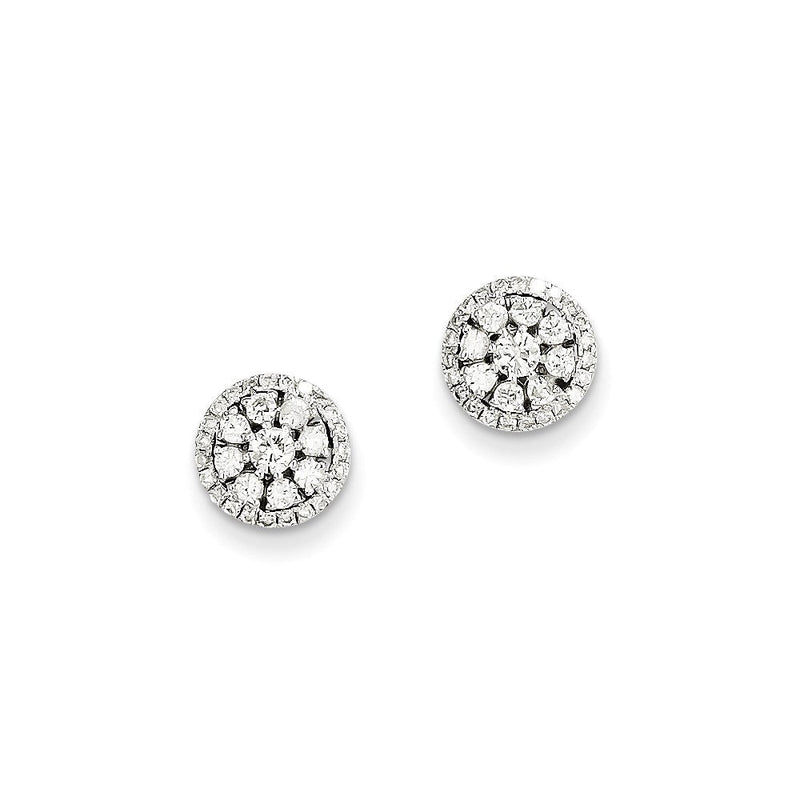 14K Weißgold Ohrstecker mit echten Diamanten, rund