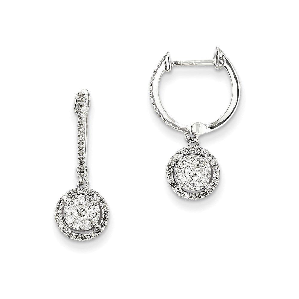 14K Weißgold Creolen mit echten Diamanten und Klappscharnier