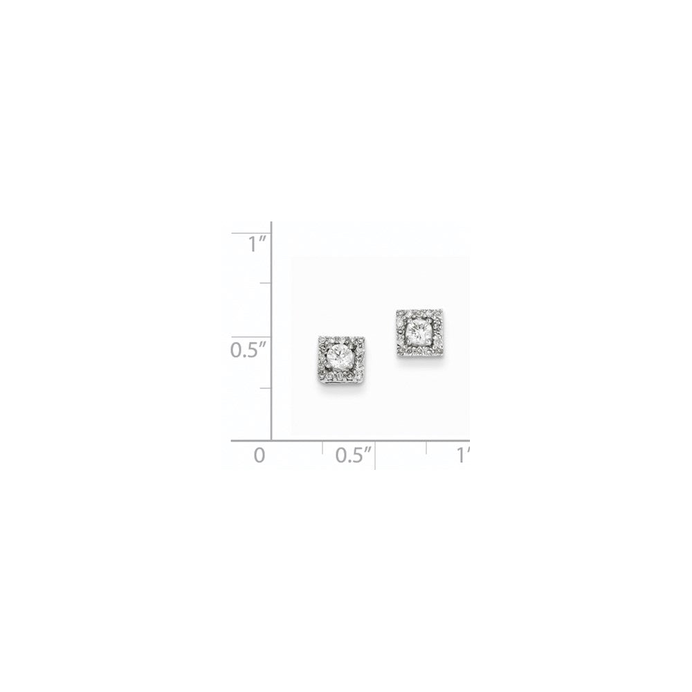 14K Weißgold Ohrstecker mit 0,13 ct. echten Diamanten, quadratisch
