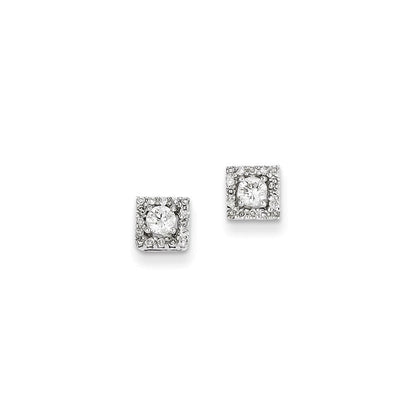 14K Weißgold Ohrstecker mit 0,13 ct. echten Diamanten, quadratisch
