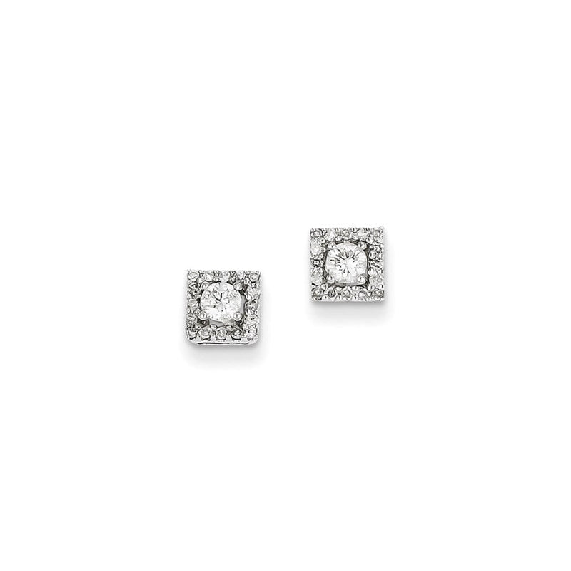 14K Weißgold Ohrstecker mit 0,13 ct. echten Diamanten, quadratisch