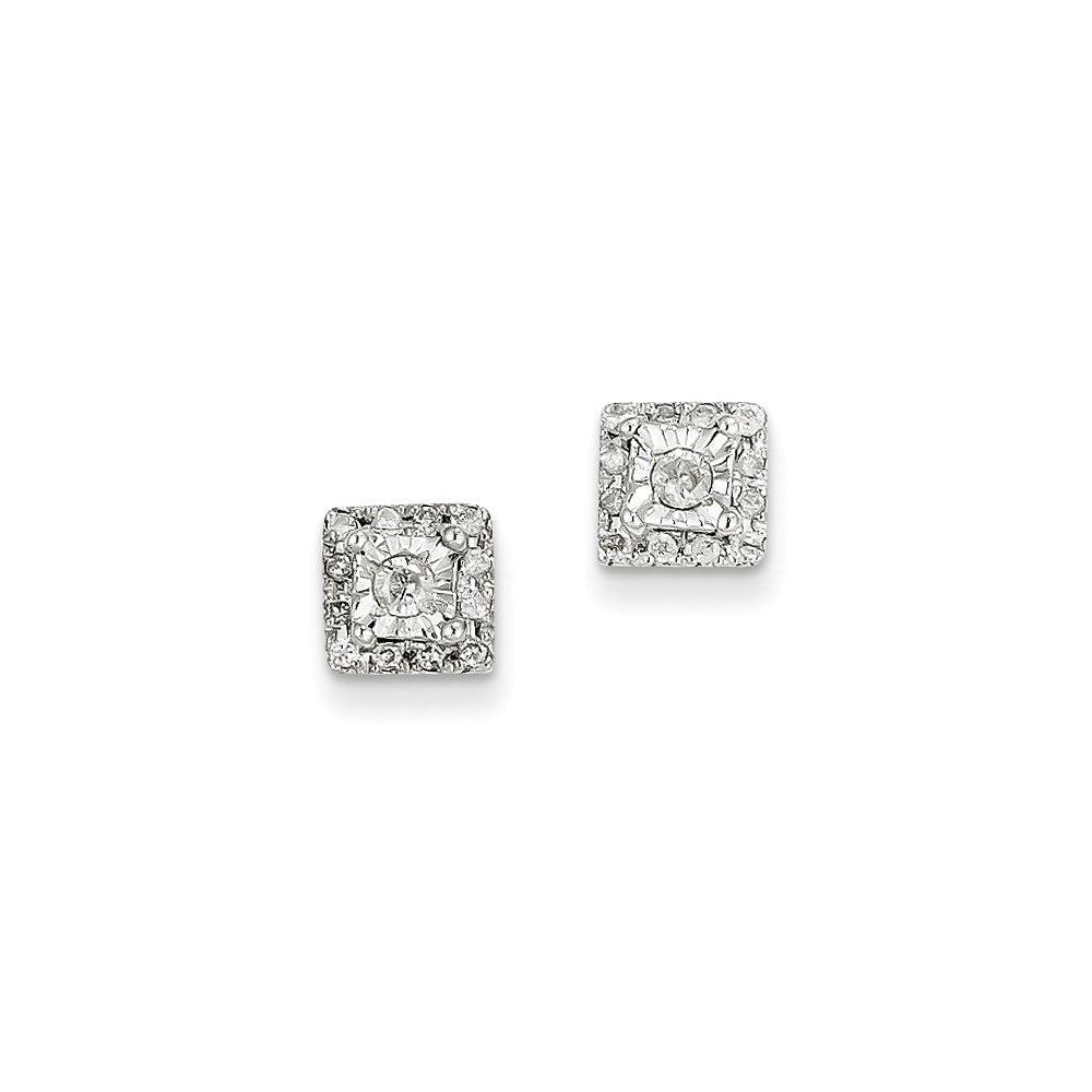 14K Weißgold Ohrstecker mit 0,32 ct. echten Diamanten, quadratisch
