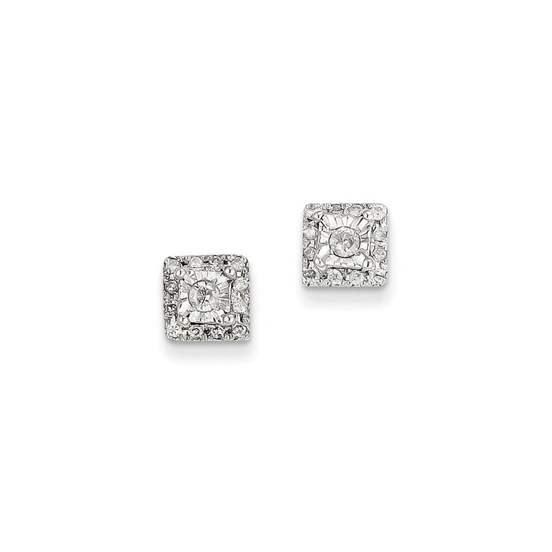 14K Weißgold Ohrstecker mit 0,32 ct. echten Diamanten, quadratisch
