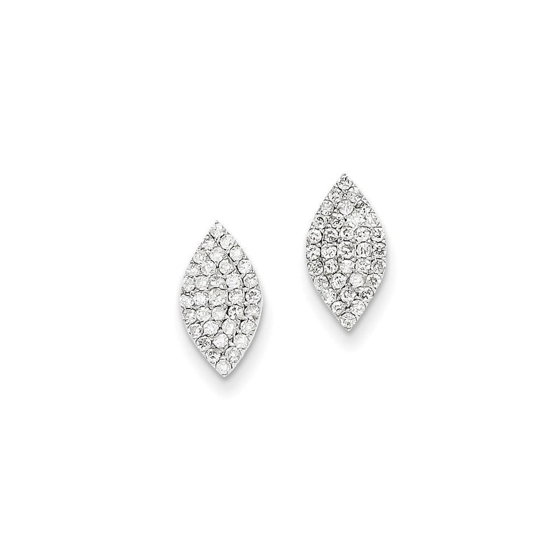 14K Weißgold Ohrstecker mit echten Diamanten in Marquise-Form