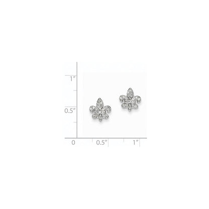 14K Weißgold Fleur-de-Lis Ohrstecker mit echten Diamanten