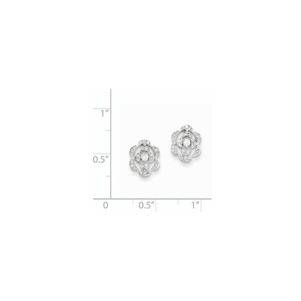 14K Weißgold Ohrstecker mit Blumenmotiv und echten Diamanten