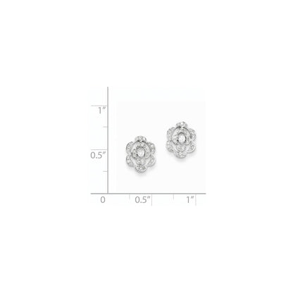 14K Weißgold Ohrstecker mit Blumenmotiv und echten Diamanten