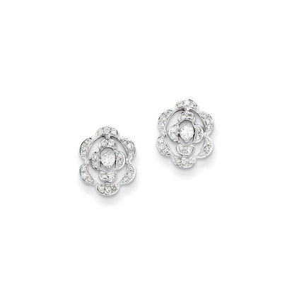 14K Weißgold Ohrstecker mit Blumenmotiv und echten Diamanten