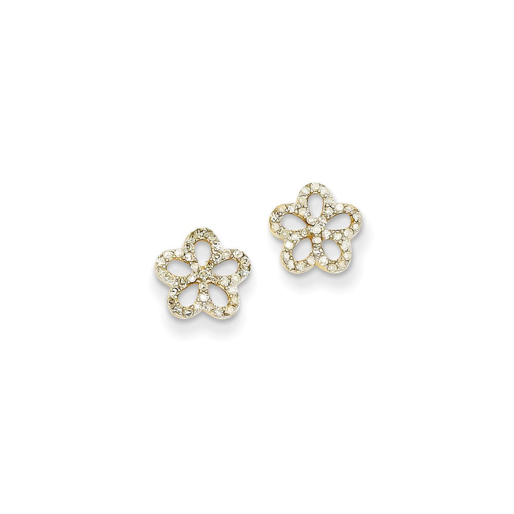 14K Gelbgold Blumen-Ohrstecker mit echten Diamanten