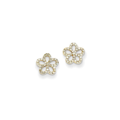 14K Gelbgold Blumen-Ohrstecker mit echten Diamanten