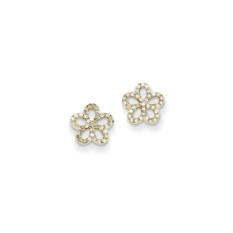 14K Gelbgold Blumen-Ohrstecker mit echten Diamanten
