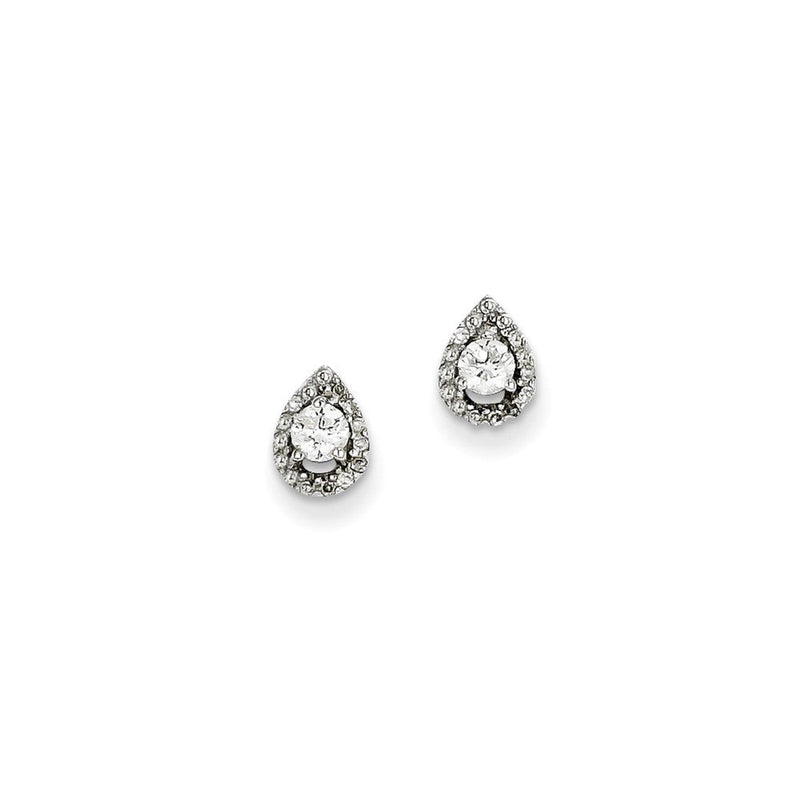 14K Weißgold Diamant-Ohrstecker in Tropfenform