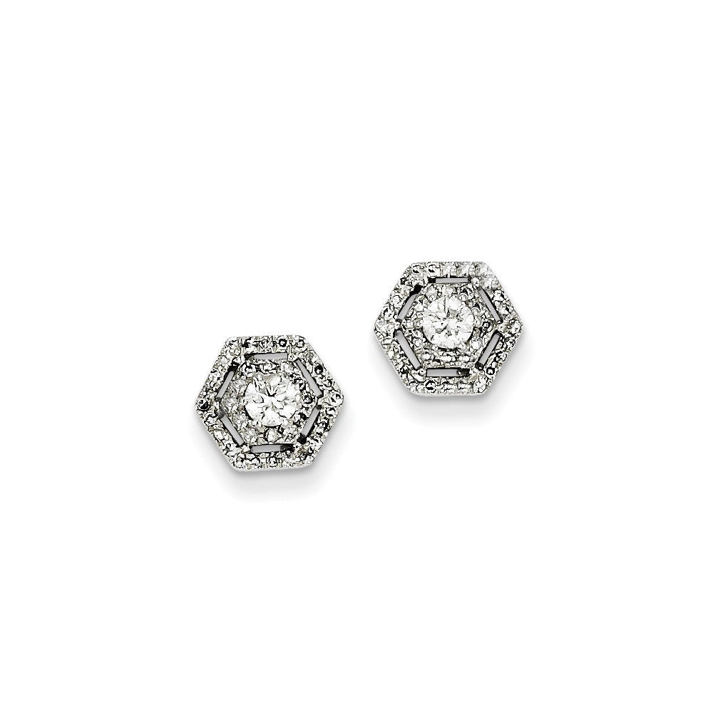 14K Weißgold Ohrstecker mit echten Diamanten