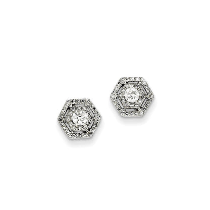 14K Weißgold Ohrstecker mit echten Diamanten