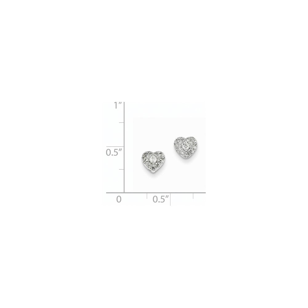 14K Weißgold Ohrstecker mit Herz und 0,16 ct. echten Diamanten