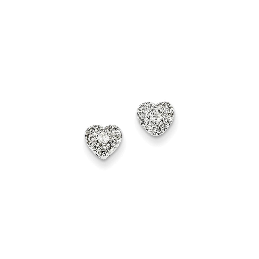 14K Weißgold Ohrstecker mit Herz und 0,16 ct. echten Diamanten