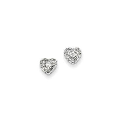 14K Weißgold Ohrstecker mit Herz und 0,16 ct. echten Diamanten