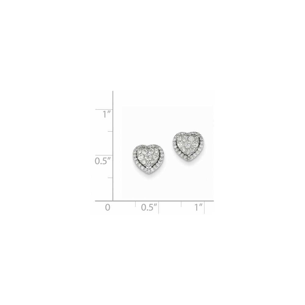 14K Weißgold Echte-Diamant-Herz-Ohrstecker mit Schraubverschluss