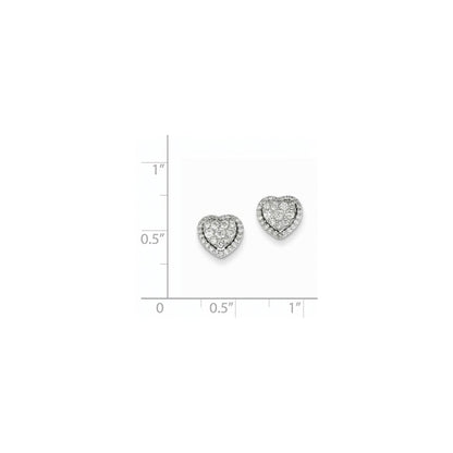 14K Weißgold Echte-Diamant-Herz-Ohrstecker mit Schraubverschluss