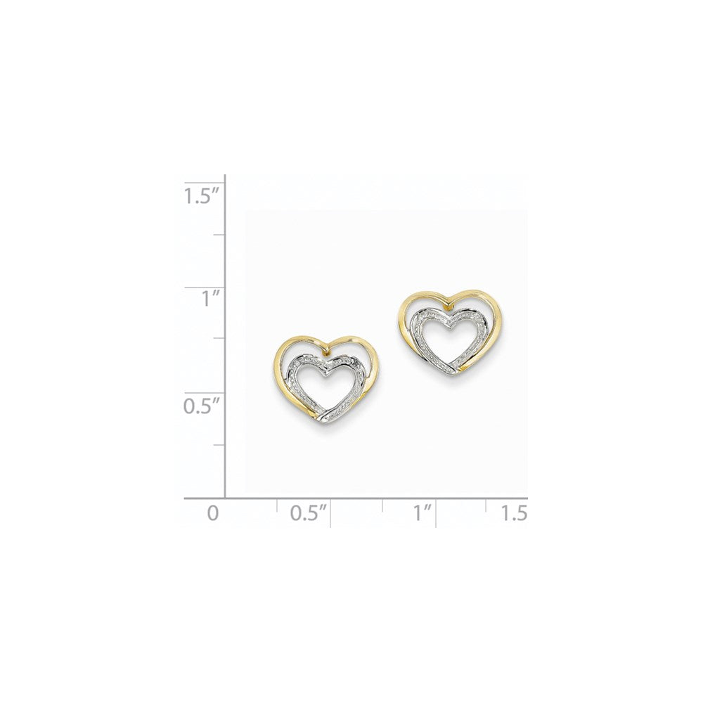 14K Gelbgold Ohrstecker mit echten Diamanten in Doppelherz-Design