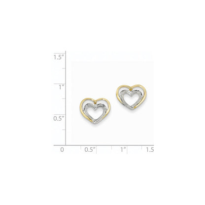 14K Gelbgold Ohrstecker mit echten Diamanten in Doppelherz-Design