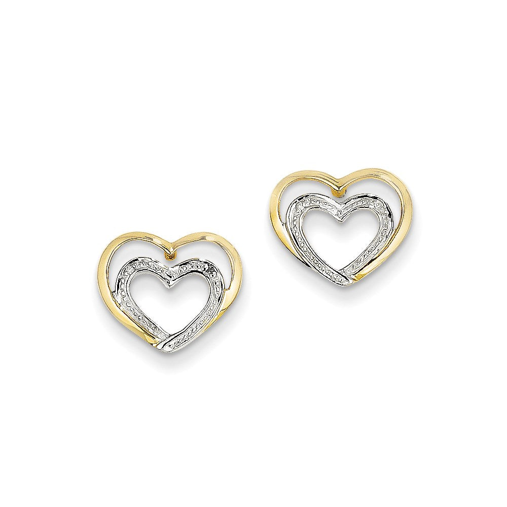 14K Gelbgold Ohrstecker mit echten Diamanten in Doppelherz-Design