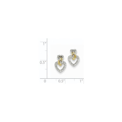 14K Gelbgold Doppelherz-Ohrstecker mit echten Diamanten