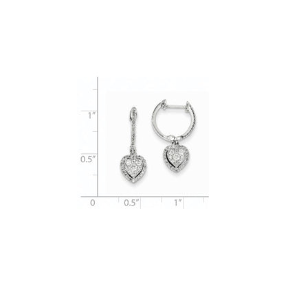 14K Weißgold Creolen mit Klappscharnier und echten Diamanten in Herzform