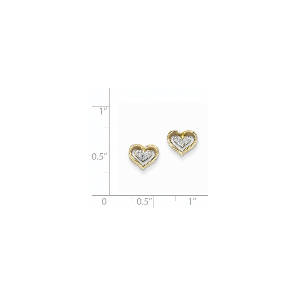 14K Gelbgold Herz-Ohrstecker mit echten Diamanten