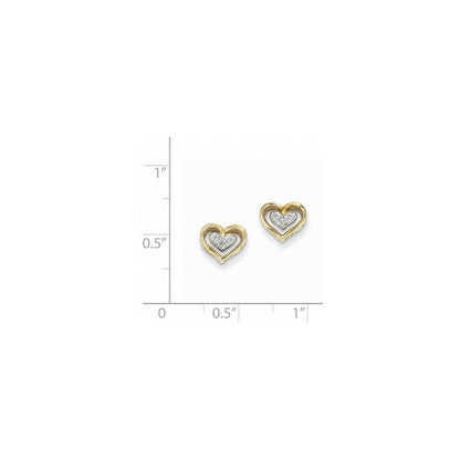 14K Gelbgold Herz-Ohrstecker mit echten Diamanten
