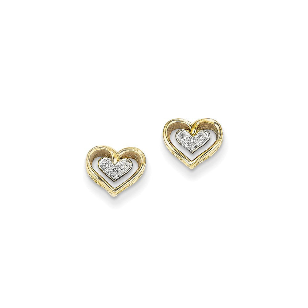14K Gelbgold Herz-Ohrstecker mit echten Diamanten
