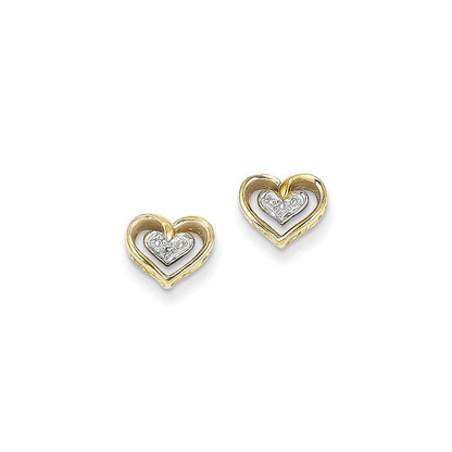 14K Gelbgold Herz-Ohrstecker mit echten Diamanten