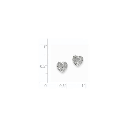 14K Weißgold Diamant-Herz-Ohrstecker mit Schraubverschluss