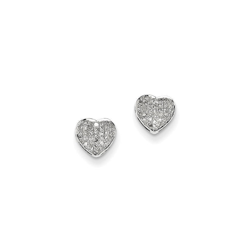 14K Weißgold Diamant-Herz-Ohrstecker mit Schraubverschluss