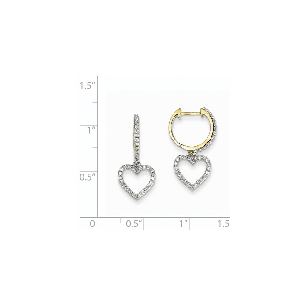 14K Gelbgold Zweifarbige Echte Diamant-Creolen mit Scharnier