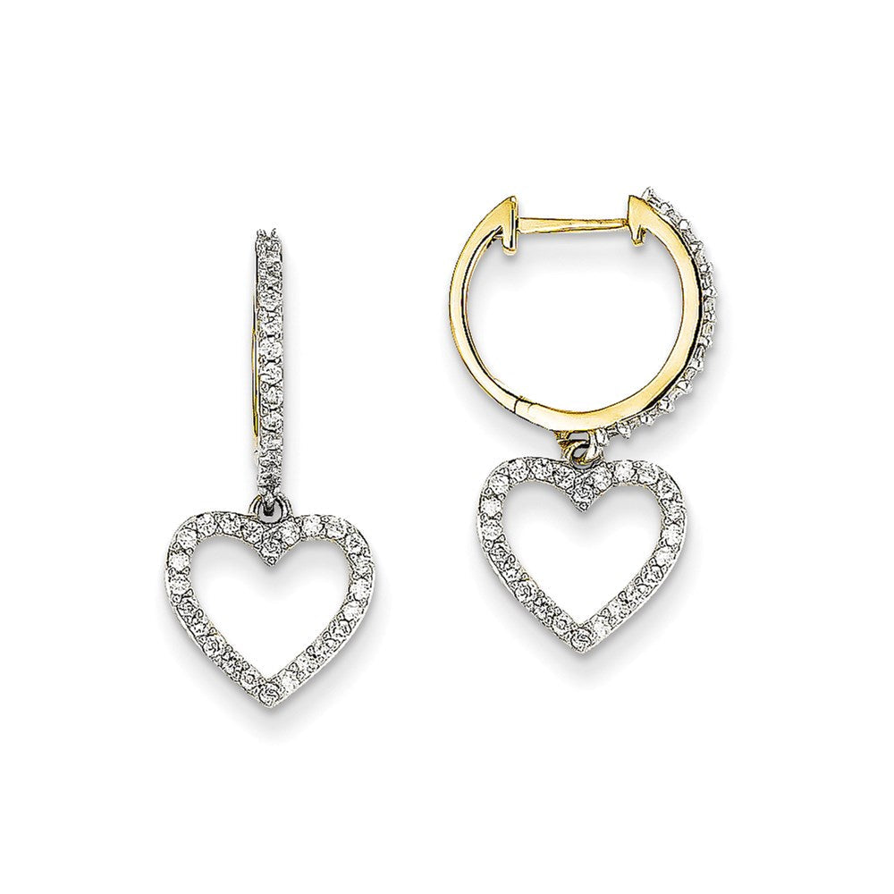 14K Gelbgold Zweifarbige Echte Diamant-Creolen mit Scharnier