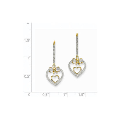 14K Gold Ohrhänger mit echten Diamanten in Doppelherz-Design