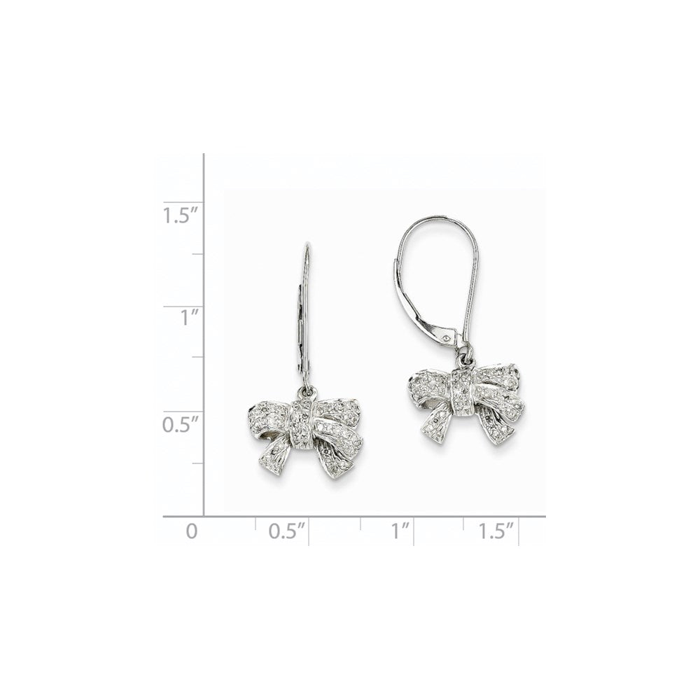 14K Weißgold Ohrhänger Schleife mit 0,35 ct. echten Diamanten, Leverback-Verschluss