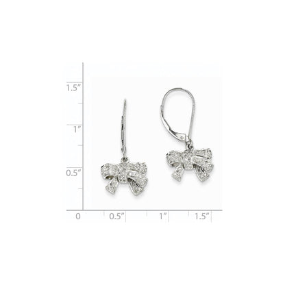 14K Weißgold Ohrhänger Schleife mit 0,35 ct. echten Diamanten, Leverback-Verschluss