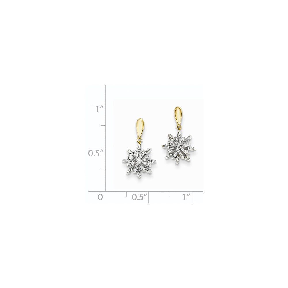 14K Gelbgold Diamant-Blumen-Ohrhänger mit Diamant, echt