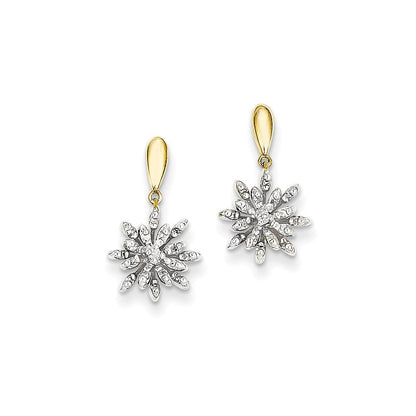 14K Gelbgold Diamant-Blumen-Ohrhänger mit Diamant, echt