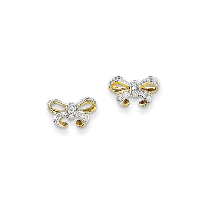 14K Gelbgold Ohrstecker mit echten Diamanten in Schleifenform