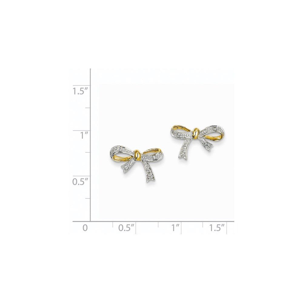 14K Gelbgold Ohrstecker mit echten Diamanten in Schleifenform