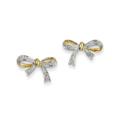 14K Gelbgold Ohrstecker mit echten Diamanten in Schleifenform