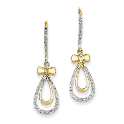 14K Gelbgold Diamant-Tropfen-Ohrhänger mit echten Diamanten