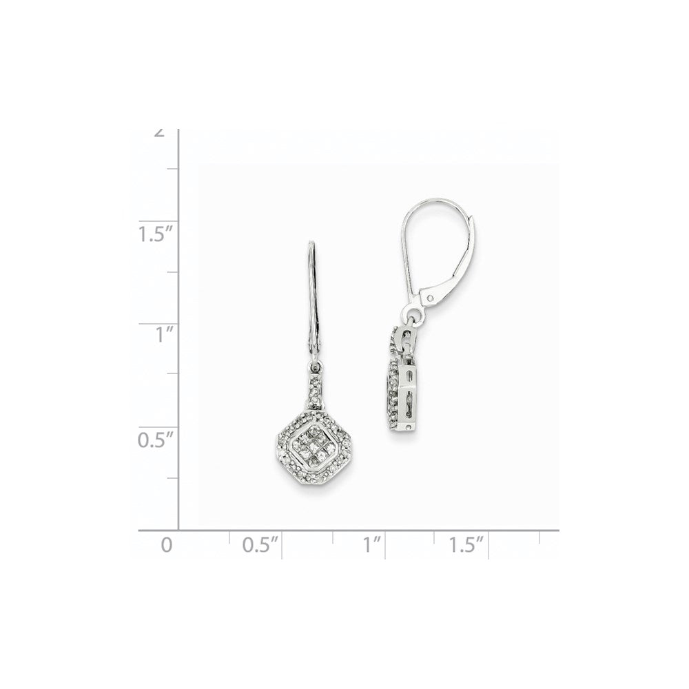 14K Weißgold Ohrringe mit echten Diamanten und Leverback-Verschluss