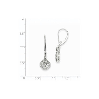 14K Weißgold Ohrringe mit echten Diamanten und Leverback-Verschluss